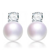 925 Silver Zircon & Pearl Geometric Stud Earrings