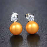 925 Silver Zircon & Pearl Geometric Stud Earrings