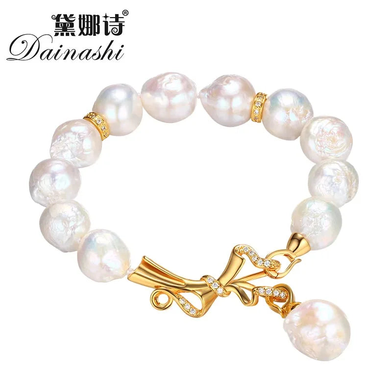 Baroque Freshwater Pearl Bracelets 12.5-13mm Women's Jewelry Wedding Accessories