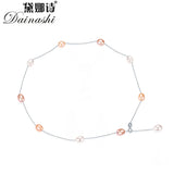 925 Silver Freshwater Pearl Necklace Fine Jewelry Women Length