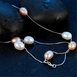 925 Silver Freshwater Pearl Necklace Fine Jewelry Women Length