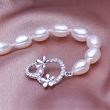 Freshwater Pearl Bracelet Bridal Jewelry 7-8mm Party Charm Rope Chain