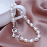Freshwater Pearl Bracelet Bridal Jewelry 7-8mm Party Charm Rope Chain