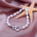 Freshwater Pearl Bracelet Bridal Jewelry 7-8mm Party Charm Rope Chain