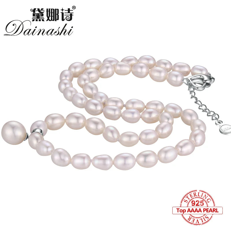 925 Sterling Silver Freshwater Pearl Necklace for Women