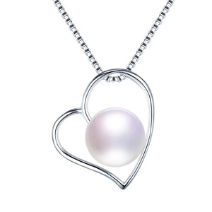 925 Silver Heart Pendant Natural Freshwater Pearl for Women