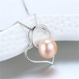 925 Silver Heart Pendant Natural Freshwater Pearl for Women