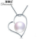 925 Silver Heart Pendant Natural Freshwater Pearl for Women