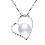 925 Silver Heart Pendant Natural Freshwater Pearl for Women