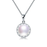 925 Silver Zircon & Pearl Pendant, 100% Natural Freshwater Jewelry