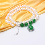 Classic Green Agate & Natural Pearl Necklace