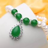 Classic Green Agate & Natural Pearl Necklace