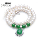 Classic Green Agate & Natural Pearl Necklace