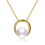 Freshwater Pearl Necklace 925 Silver Zircon Pendant High Jewelry for Women
