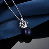 925 Silver Crown Pendant Necklace with Natural Freshwater Pearl