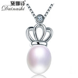 925 Silver Crown Pendant Necklace with Natural Freshwater Pearl
