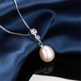 925 Silver Zircon Pendant Freshwater Pearl Necklace