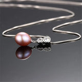 925 Silver Zircon Pendant Freshwater Pearl Necklace