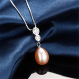 925 Silver Zircon Pendant Freshwater Pearl Necklace