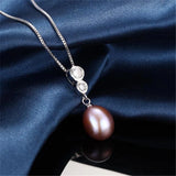 925 Silver Zircon Pendant Freshwater Pearl Necklace