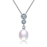 925 Silver Zircon Pendant Freshwater Pearl Necklace