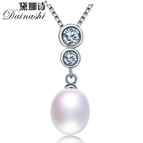 925 Silver Zircon Pendant Freshwater Pearl Necklace