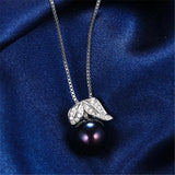925 Silver Zircon Leaf Pendant Freshwater Pearl Necklace