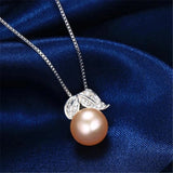 925 Silver Zircon Leaf Pendant Freshwater Pearl Necklace