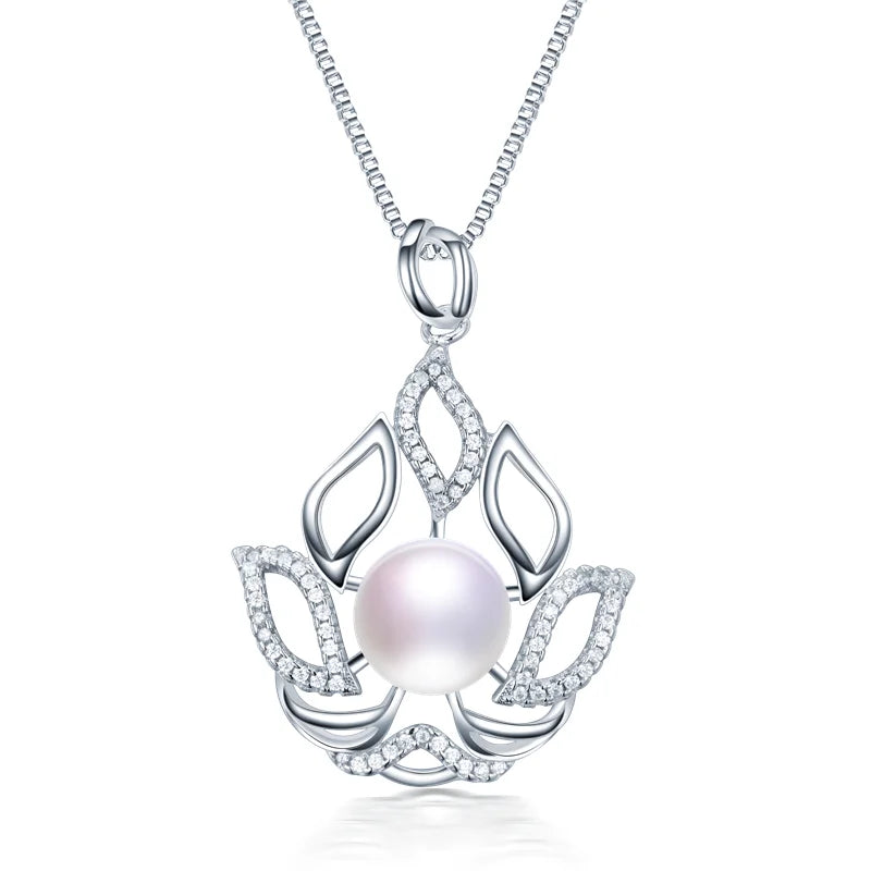 925 Silver Zircon & Pearl Pendant Necklace