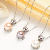 Freshwater Pearl Necklace 925 Silver Fox Pendant