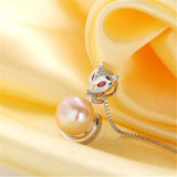Freshwater Pearl Necklace 925 Silver Fox Pendant