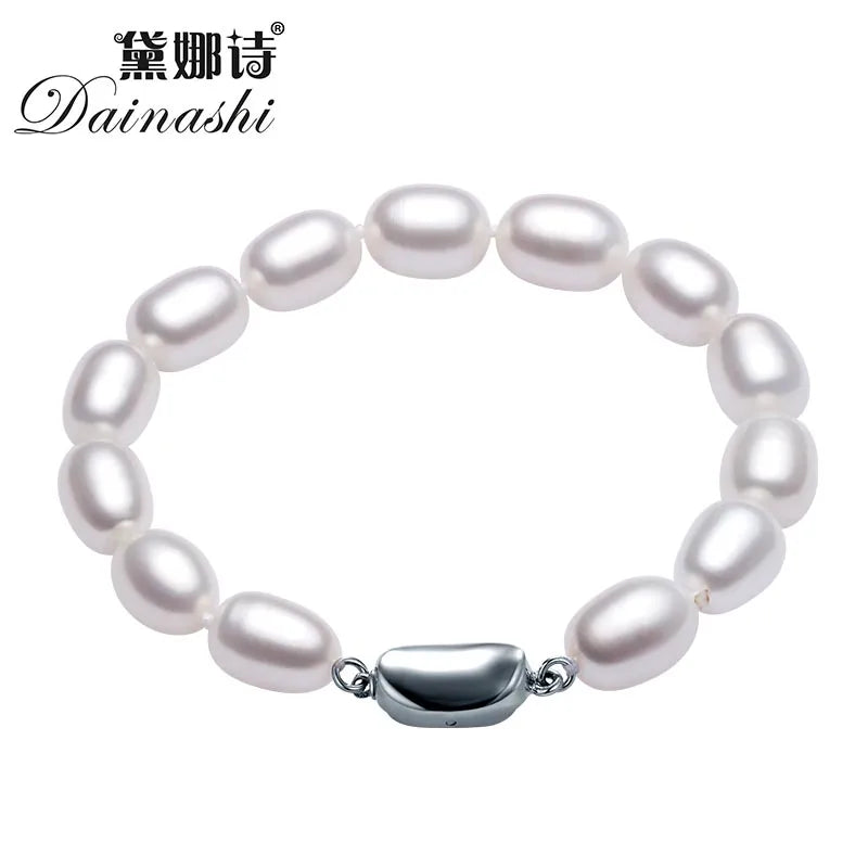 Freshwater Pearl Bracelet 925 Sterling Silver Jewelry Water Drops Charm