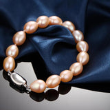 Freshwater Pearl Bracelet 925 Sterling Silver Jewelry Water Drops Charm