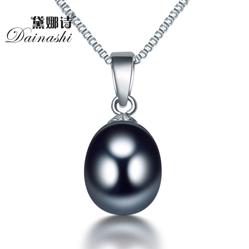 Natural Freshwater Pearl Pendant Necklace Women 925Sterling Silver High Jewelry