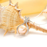 Freshwater Pearl Pendant Necklace 925 Sterling Silver Zircon Pendant Necklace