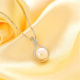 Freshwater Pearl Pendant Necklace 925 Sterling Silver Zircon Pendant Necklace