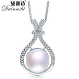 Freshwater Pearl Pendant Necklace 925 Sterling Silver Zircon Pendant Necklace