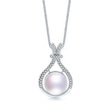 Freshwater Pearl Pendant Necklace 925 Sterling Silver Zircon Pendant Necklace