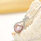 Freshwater Pearl Pendant Necklace 925 Sterling Silver Zircon Pendant Necklace
