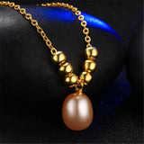 Natural Freshwater Oval Pearl Necklace 925 Sterling Silver Pendant