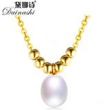 Natural Freshwater Oval Pearl Necklace 925 Sterling Silver Pendant