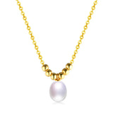 Natural Freshwater Oval Pearl Necklace 925 Sterling Silver Pendant