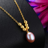 Natural Freshwater Oval Pearl Necklace 925 Sterling Silver Pendant
