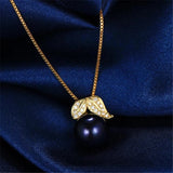 Freshwater Pearl Necklace 925 Silver Leaf Pendant Jewelry
