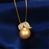 Freshwater Pearl Necklace 925 Silver Leaf Pendant Jewelry