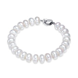 925 Silver Pearl Bracelet, 8-9mm Freshwater Pearls, White Pink Purple Mix
