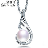Freshwater Pearl Wing Pendant Necklace 925 Sterling Silver