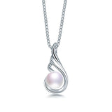 Freshwater Pearl Wing Pendant Necklace 925 Sterling Silver