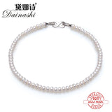 Natural Round Pearl Necklace with 925 Silver Accents