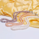 Natural Round Pearl Necklace with 925 Silver Accents